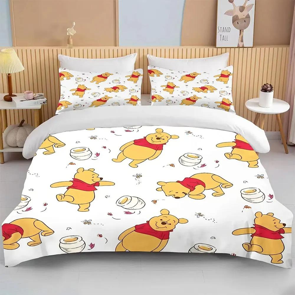 Winnie the Pooh Bear Bedding Sets Comforter Quilt Bed Cover Duvet Cover Pillow Case 2-3 Pieces Sets Kids Adult Size