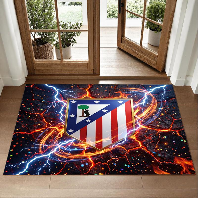 Atletico Madrid Design Crystal Velvet Rug Soft Decorative Mat for Bedroom Entrance