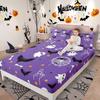 Gothic Spooky Bedding Set Pumpkin Lantern Cute Halloween Bed Sheets for Kids Boys Teens,Ghost Spiderwebs Fitted Sheet Black Cat Cobwebs Bats