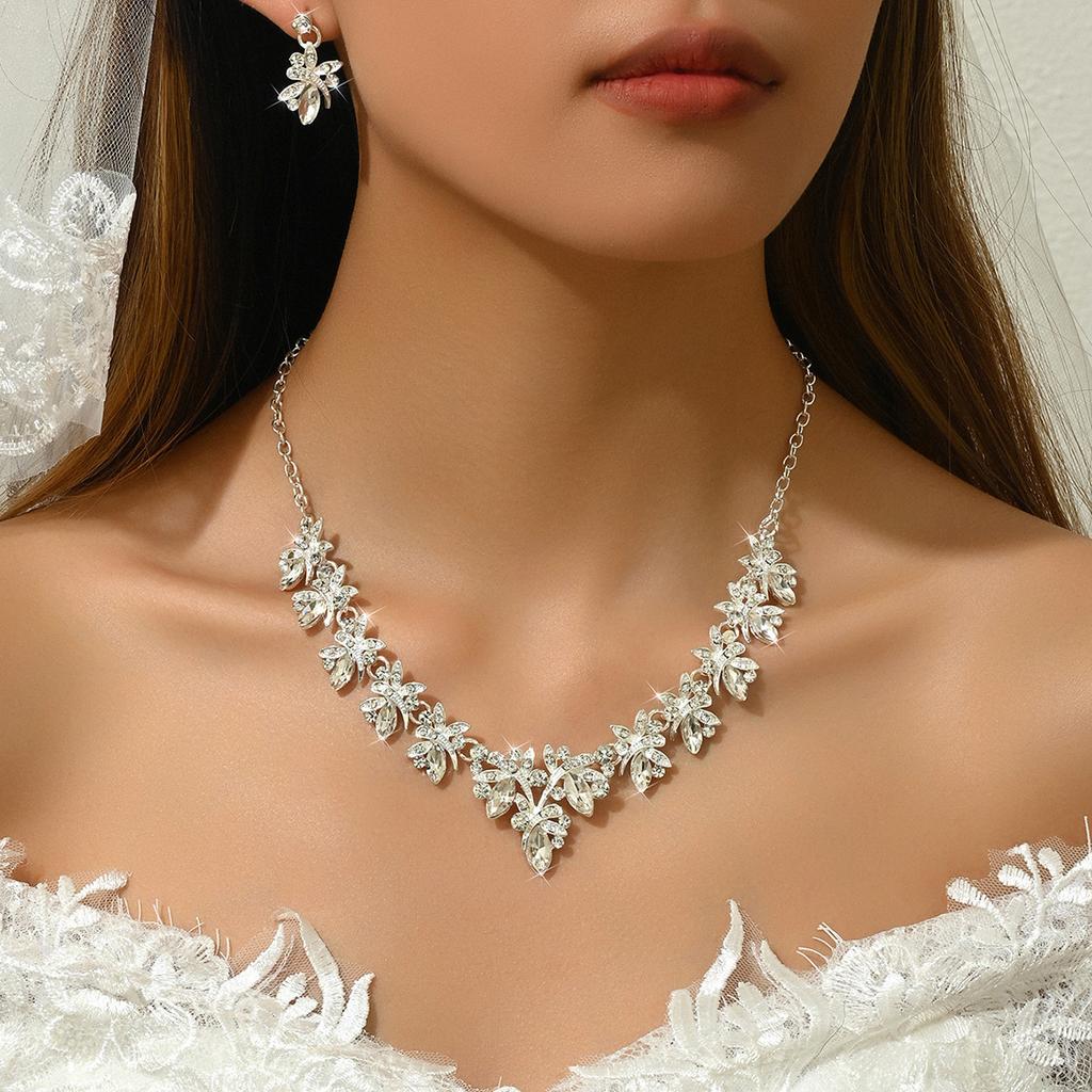 Atmospheric Bridal Necklace Earrings Zircon Wedding Jewelry