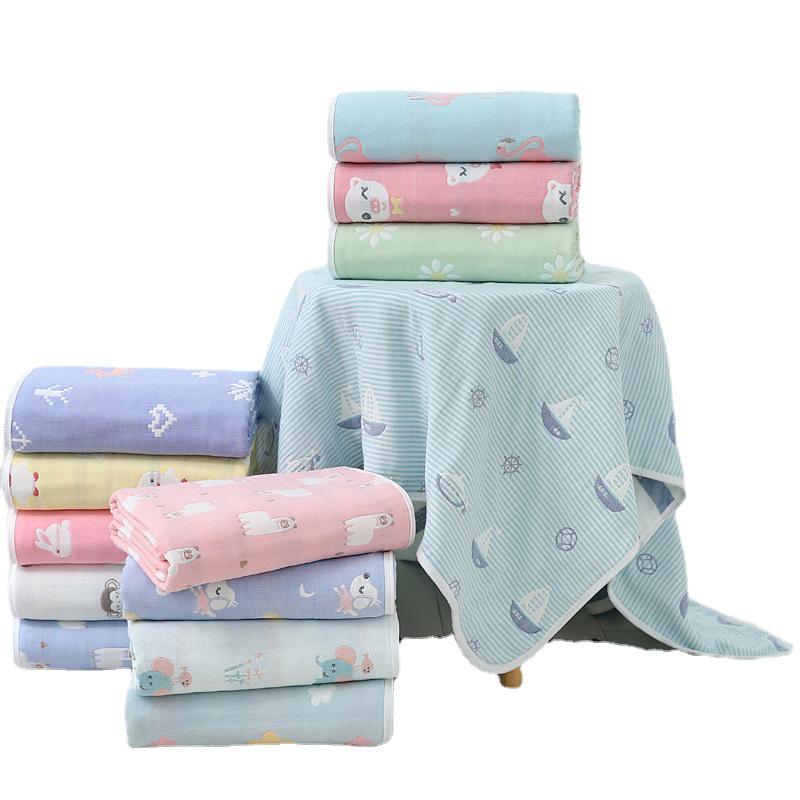 Newborn Jacquard Six-Layer Gauze Bath Towel and Summer Blanket for Babies and Toddlers.