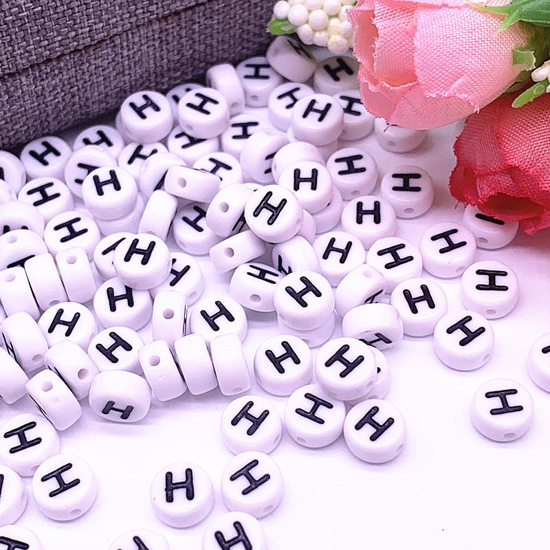 100pcs/lot 7x4mm 26 Letter Beads Round Shape Beads Alphabet Letter Charms for Make Jewelry Accessories
