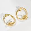 Fashionable High-end European and American Flower Circle Earrings for Women Fresh Creative Versatile Holiday Party Zircon Gift