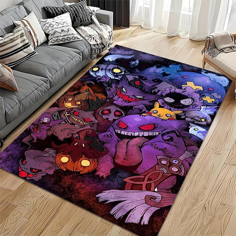 Cartoon Ghosts and Spirits Pattern Rug for Home Décor Suitable for Use As an Anti-slip Game Mat for Living Room and Bedroom Sofas