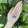 High End 100 Women % Tone Emerald Drop Earrings Sparkling High Carbon Diamond Wedding Occasion Gathering Bridal Event Party Event