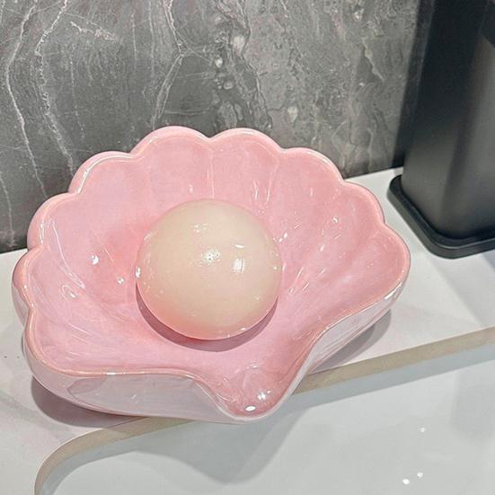 1/2 szt. Mydelniczka w kształcie muszli, bez odpływu, kompaktowy rozmiar, plastikowa, z funkcją automatycznego odprowadzania wody, łazienkowa półka na mydło