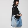 Student Backpack Color-block Denim Crossbody Bag Lazy Style Large-capacity One-shoulder Woman All-matching Fashionable