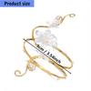 Floral Arm Cuff Bracelet for Women, Open Alloy Armlet with Gold Tone Finish and White Flower Details for Vacation Outfits, Festival Looks and Party