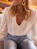 Women's V-Neck Solid Color Long-Sleeve Shirt - 2025 Collection
