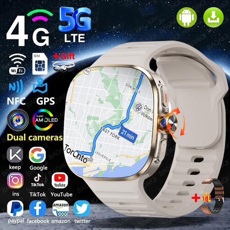 4G Full Network Smart Watch Mens 2.40 Inch Big Screen Video Call 16GB+256GB RAM 2100mAh Google Play WIFI GPS Sim Card Smartwatch