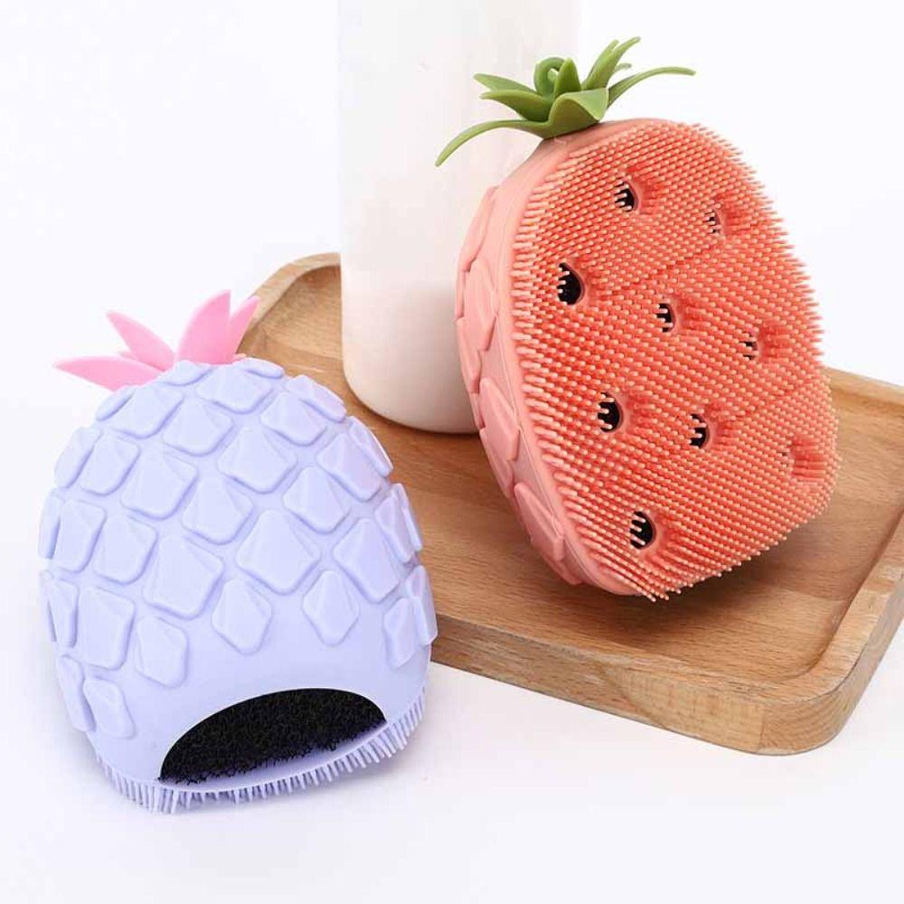 Non-Slip Silicone Shampoo Brush Soft Hair Shower Massage Brushes Fruit Shape Shower Brush Cleaning