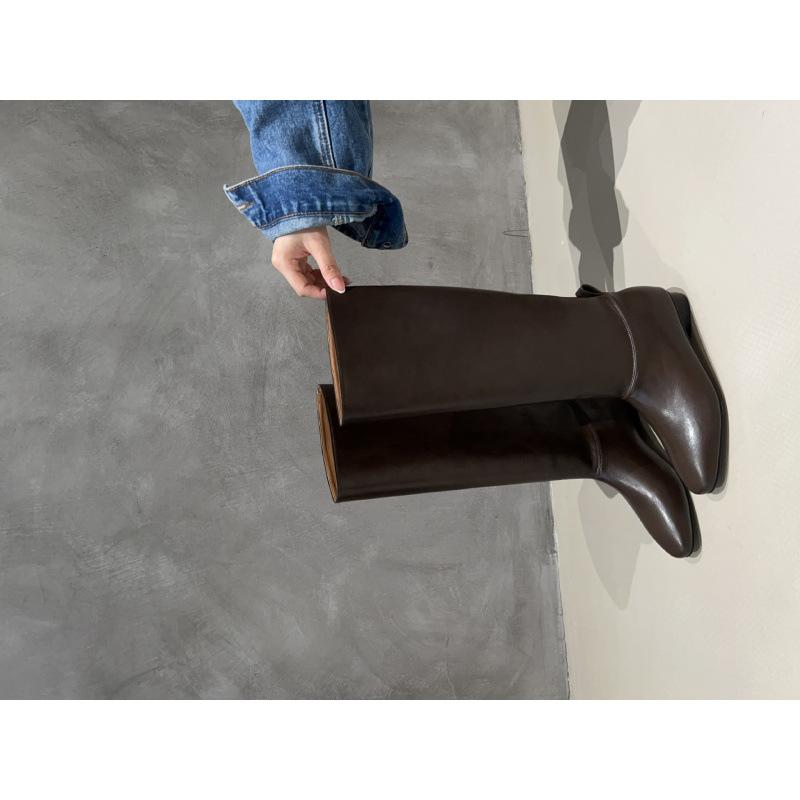 

Но женские ботфорты новые 2025 осень и зима женские ботинки ботинки с острым носком ботинки на толстом каблуке чувство дизайна ботинки Мартин 39 темно-коричневого