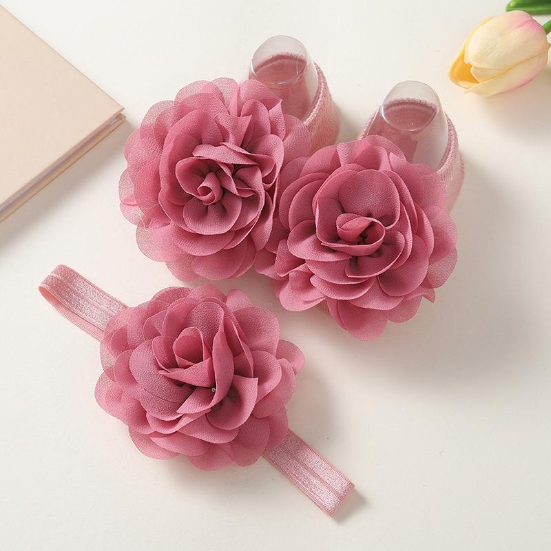 Spring Baby Sweet Girls Princess Headbands Socks Set Lace Flower Newborn Headbands Elastic Socking Hair Bands Hair Accessories