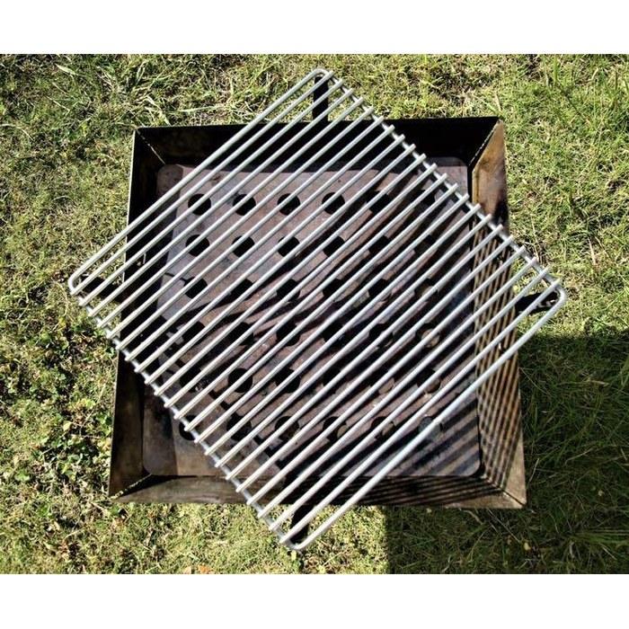 CAMPING MOON Fire Grill Gokurostle – Fire Pit – Stainless Steel 304 – Heavy-Duty Rostle & Stove – 33.5cm – Silver