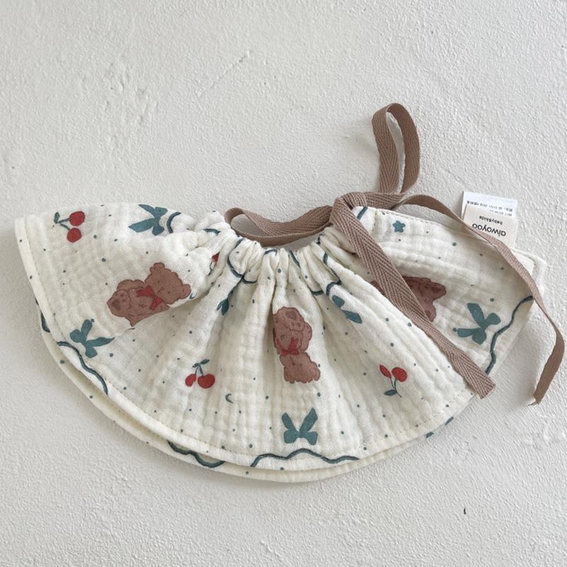 4Layers Cotton Gauze Baby Bibs Toddlers Newborns Printing Ruffle Feeding Burp Cloths Apron Baby Saliva Towel Drool Bib