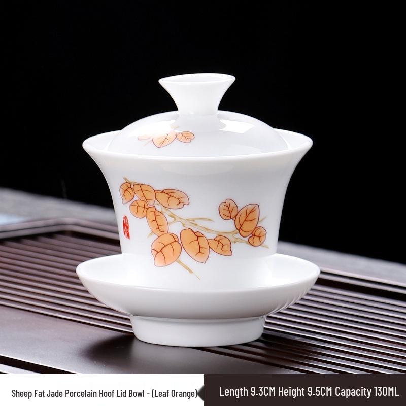 Ceramic Ink Wash Hovering Gaiwan Tea Set - White Porcelain Kung Fu Tea Ceremony Utensils.
