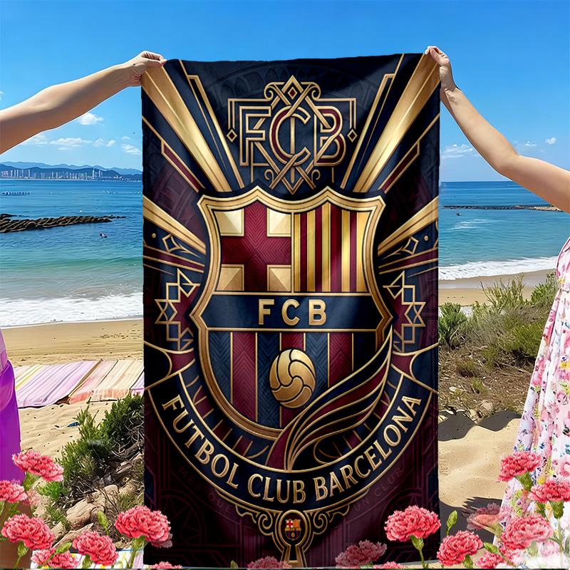 Barcelona FC Soccer Print Beach Towel, Versatile Lightweight Absorbent Beach Towel for Pool Surf Yoga Bathroom, Perfect Birthday Holiday Gift