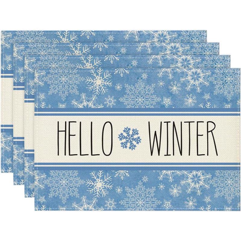 Cross-Border Bestseller Christmas Linen Placemat - Festive Letters & Colors for Restaurant Decoration