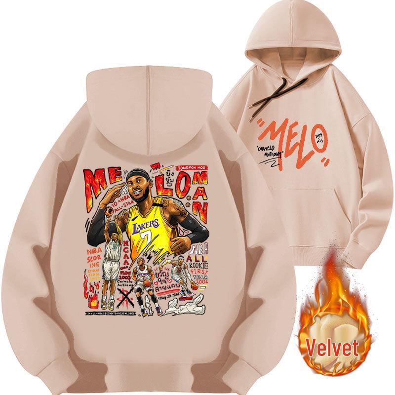 Anthony's 2025 Lakers Hoodie - Basketball Loose Fit, Autumn Plus Velvet, Thickened.