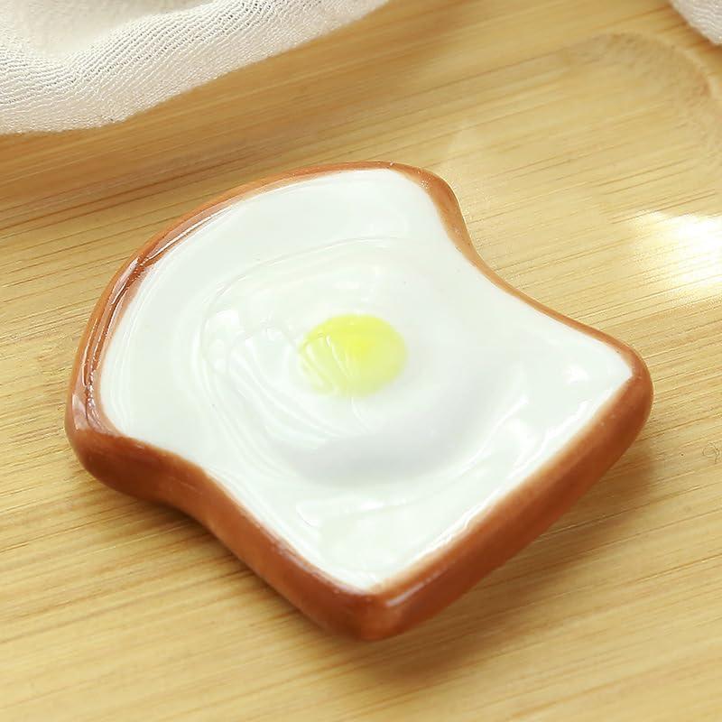 4-Piece Cute Ceramic Chopstick Rests, Stylish Tableware for Utensils, Gift (Bread)
