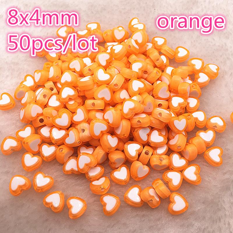50pcs 8x4mm Love Acrylic Bead Loose Spacer Beads For Jewelry Making DIY Bracelet Accessories