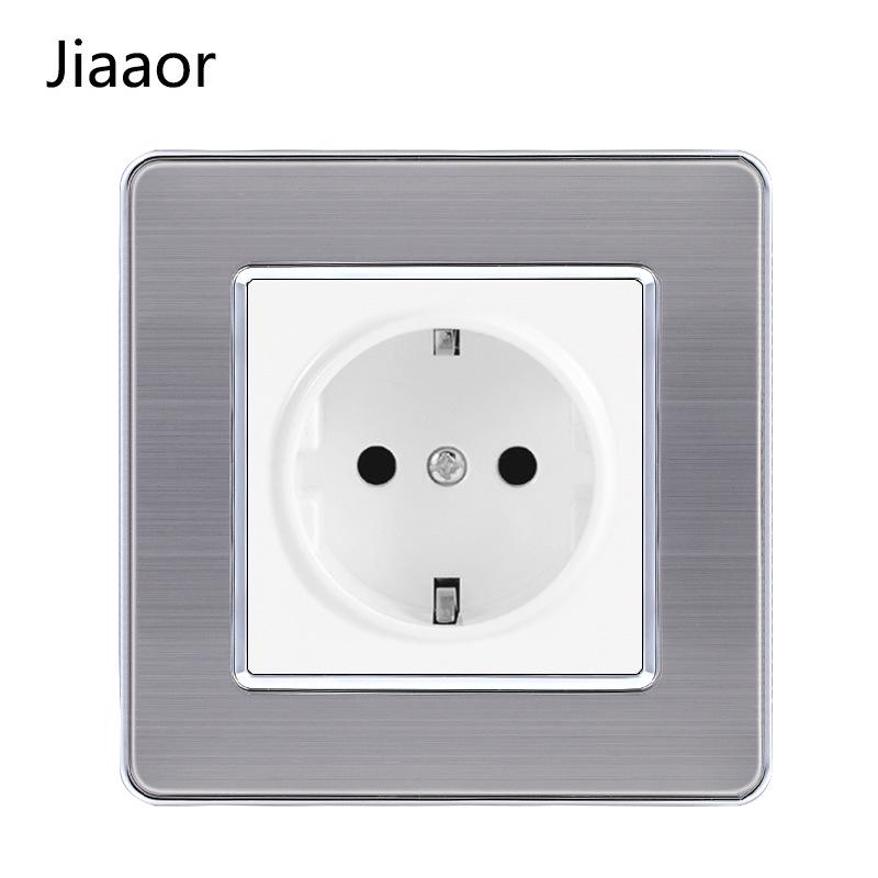 Padrão Europeu Tipo 86 Painel de Interruptor e Tomada de Parede Duplo em Aço Inoxidável com USB-C, Estilo Alemão, Montagem de Parede Embutida.