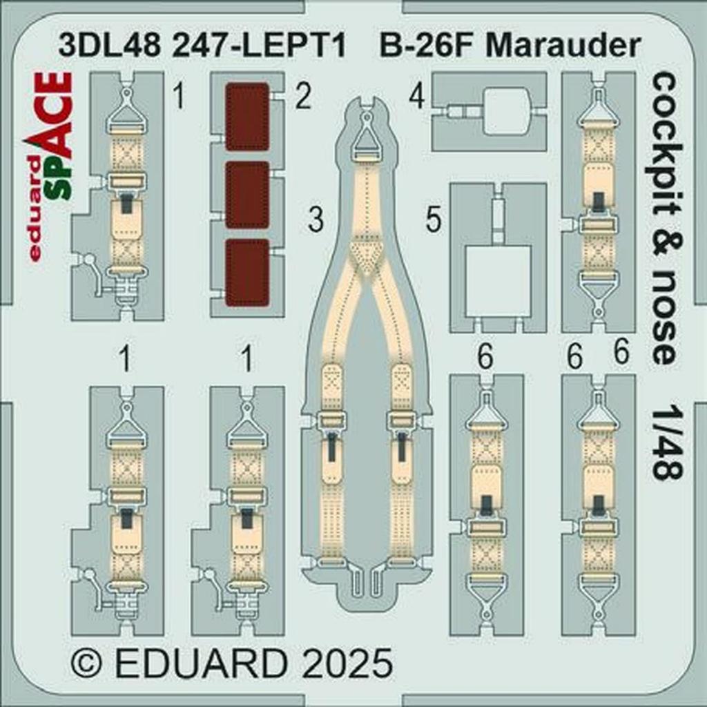 Eduard 1/48 Space B-26F Marauder Interior 3D Decal with Etching Parts Set (for ICM) Plastic Model Decal EDU3DL48247 (Airplane)