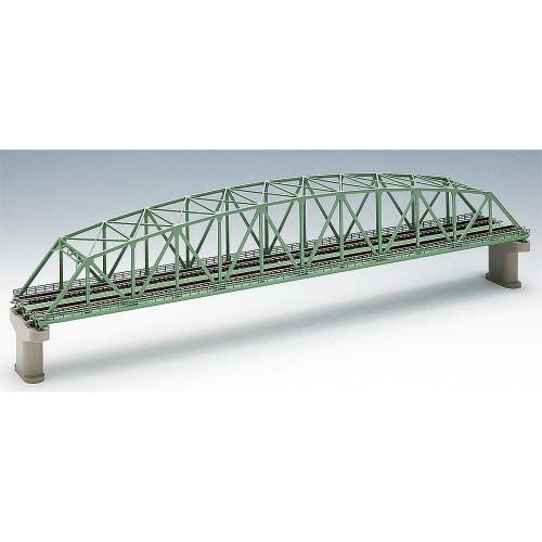 TOMIX N Gauge Double-Track Curved Chord Large Truss Bridge, F, Green, with Two Double-Track PC Piers, 3222, Model Railroad Supplies