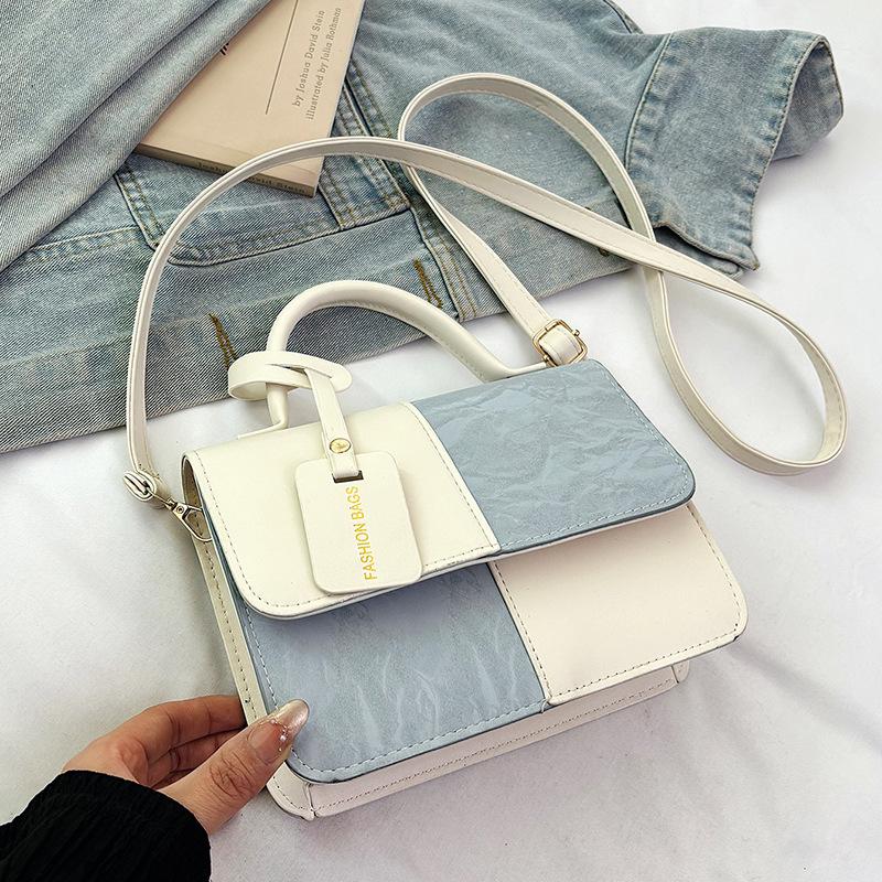New Fashion Trend Niche Contrasting Color Design Premium Texture Shoulder Messenger Bag Versatile Women's Bag Portable Small Square Bag