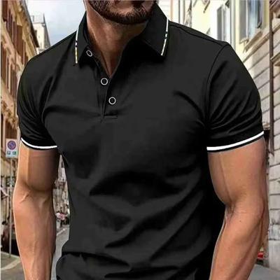 Novo polo masculino camiseta verão masculino manga curta lapela intercolorida