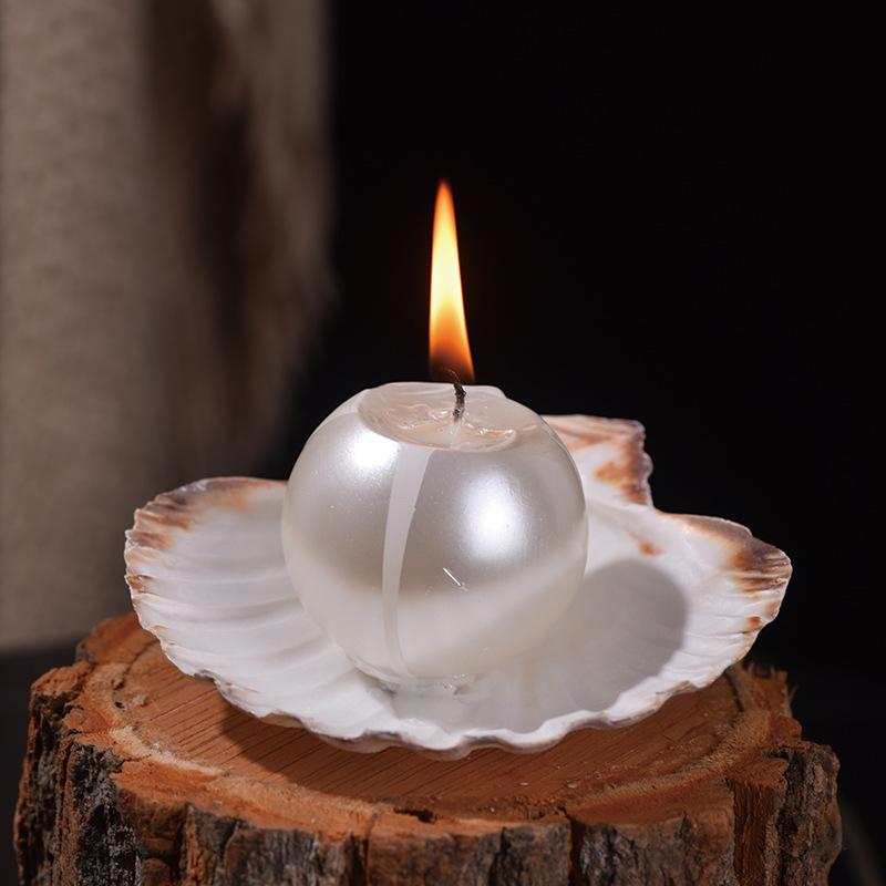 1Pc Ocean Theme Pearl Scented Candles with Shell Beach Photography Props Home Party Holiday Scented Candle Bathroom Decor