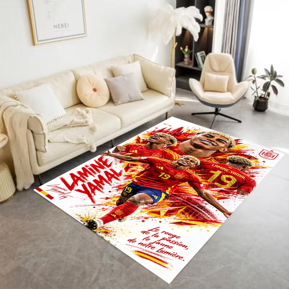Lamine Yamals Spaniens Yamal Feier Teppich Perfekt für Spielzimmer Spielzimmer Arbeitszimmer Wohnzimmer Rutschfester Teppich Büros dekorieren