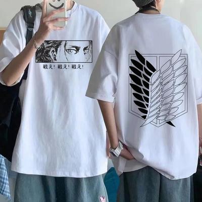 Attack On Titan Streetwear Men's T Shirt Eren Yeager Shingeki No Kyojin Anime Summer Cotton Women Tops Tees Casual High Quality