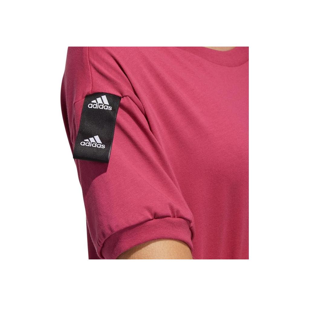 Adidas Футболка с коротким рукавом и круглым вырезом с логотипом, женская, розовая GP0342