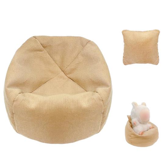 Bean Bag Chair for 17cm Dolls Handmade Corduroy Mini Sofa Pillows Cute Desktop Decoration Doll Accessory