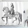 Middeleeuwse Ridder Douchegordijn, Retro Pantser Ridder met Schild en Zwaard Badkamer Douchegordijn Set, Polyester Stof, Haken