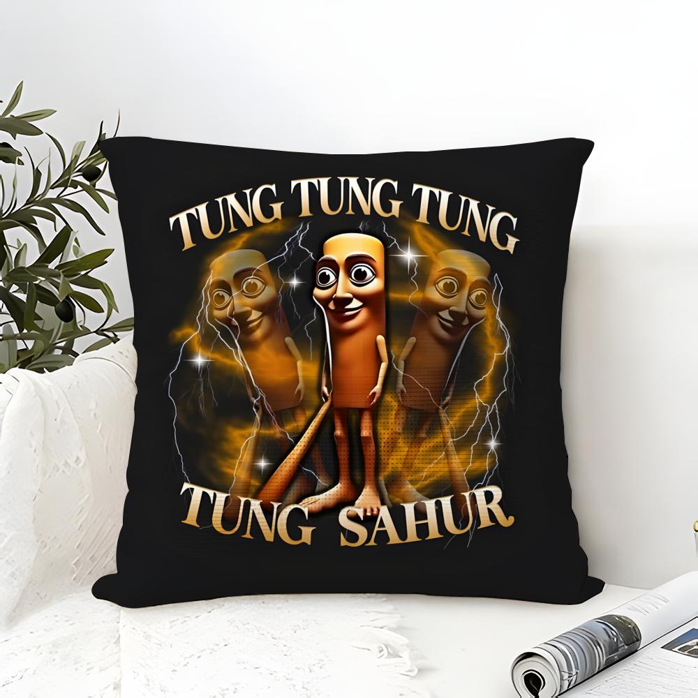 Pillow Case Cotton Linen Fabric Square Zipper Pillowcase Home Decorative Living Room I-Italian Brainrot Creative Animal Meme 4