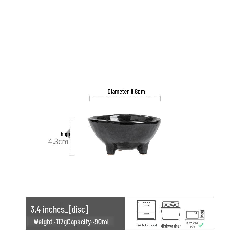

Retro Three-Legged Ceramic Dipping Sauce Dish - Perfect for Dumplings, Vinegar, Chili, and Mustard