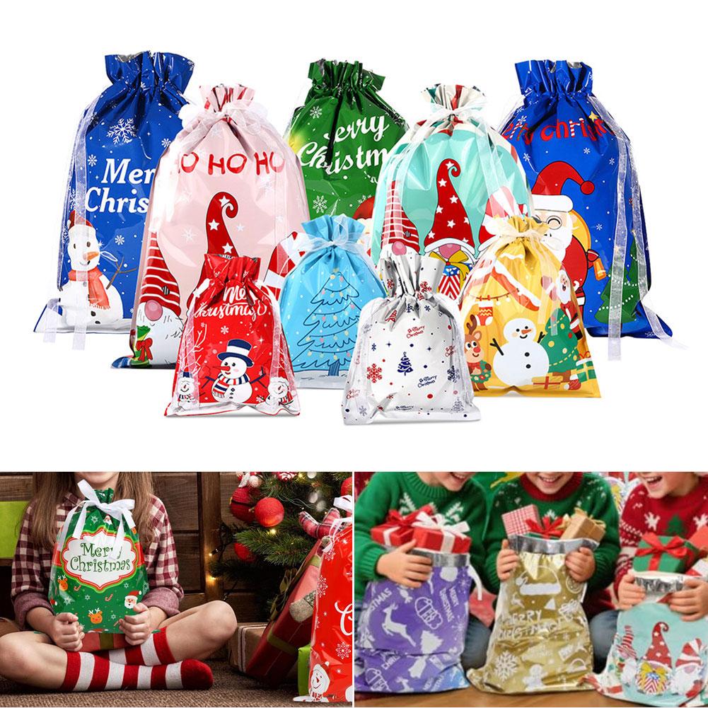 Christmas Drawstring Present Bags Set 30 Pcs With 32 Tags For Festive -Gifting Christmas Drawstring -Gift Bags Size For Holiday