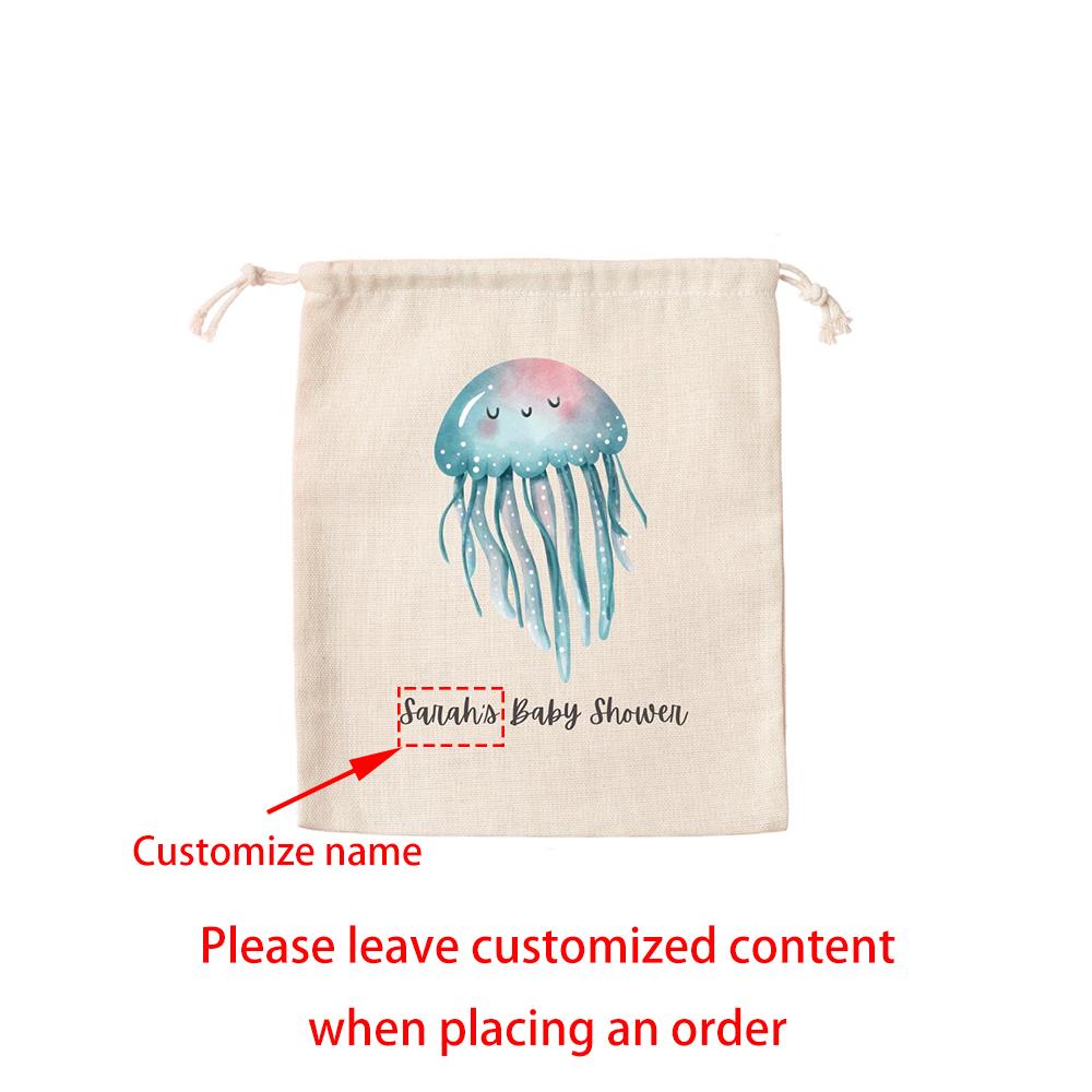 

Custom 5Pcs Under The Sea Party Favor Bag Sea Animals Birthday Drawstring Bags Baby Shower Gift Accessories New Born Party Decor 5pcs13x18cm