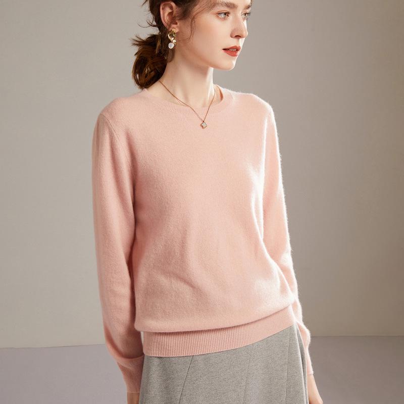 2026 Autumn/Winter Women's Classic Round Neck 100% Pure Cashmere Loose Knit Sweater