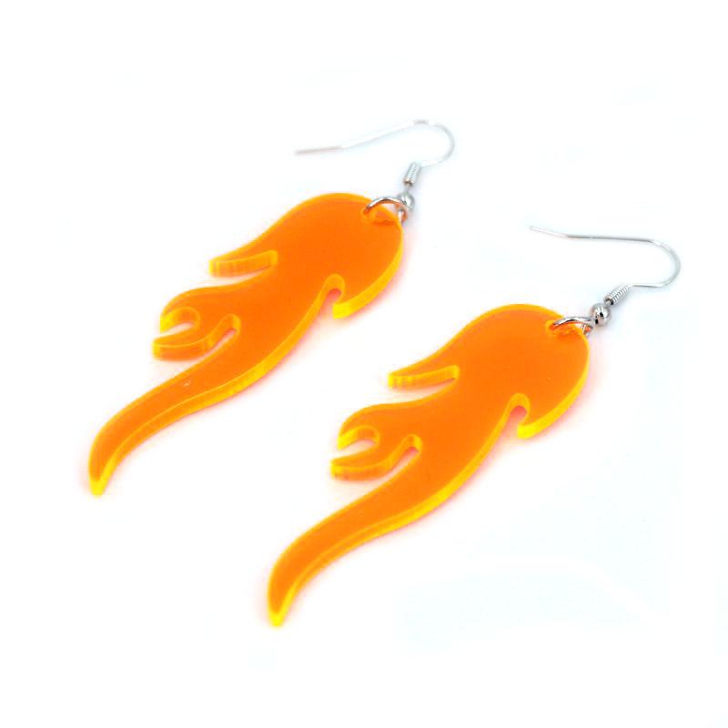 Acrylic Gold Flame Multi-color Dangle Earrings for Women