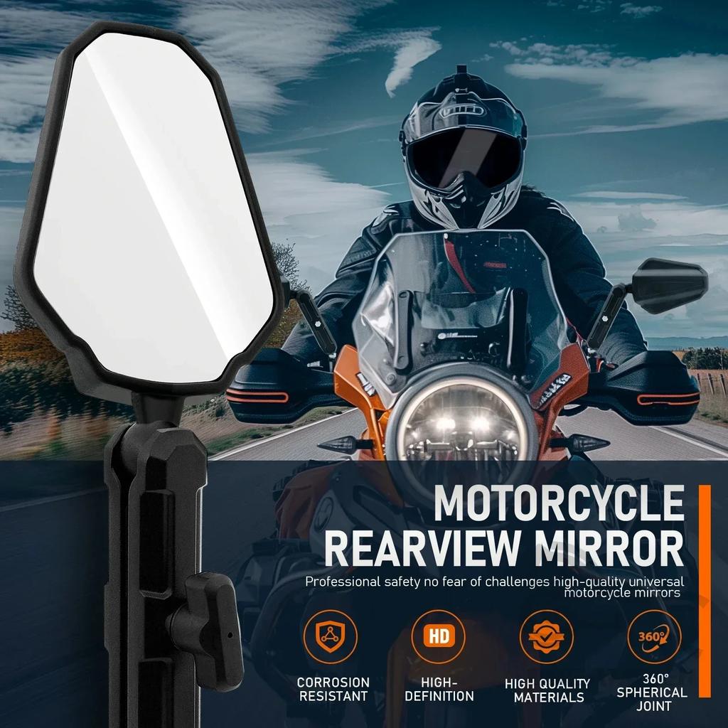 New Universal Motorcycle Mirrors Angle Adjustable Folding Handlebar Side Mirror Compatible with Adventure Dirt Street Bike