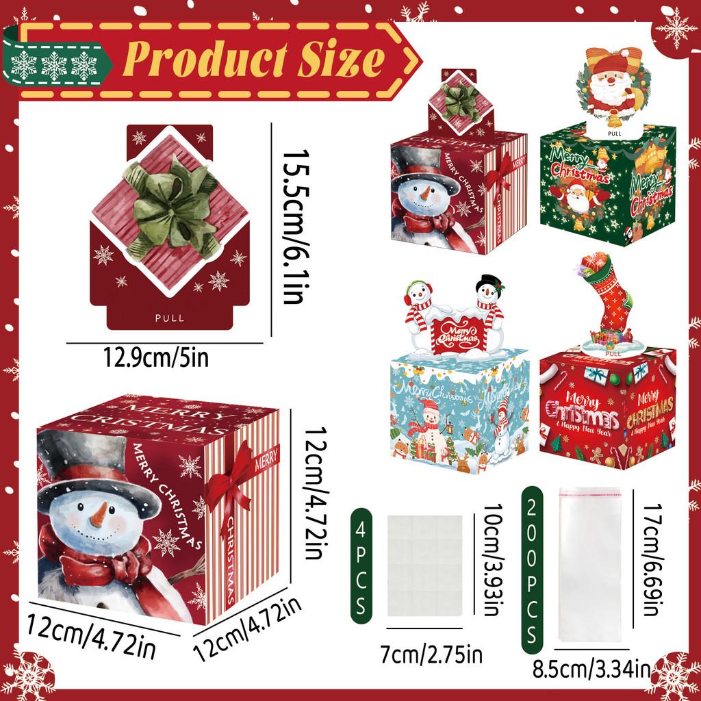 Themed Pattern Christmas Paper Box Set Holiday Decoration Props For Gift