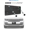 American Flag Front Bumper License Plate - Black Plastic Plates With 3D Embossed Patriotic Decor For Cars With Screws