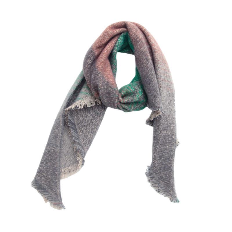 

Autumn and Winter Circle Bevel Scarf Keep Warm Yarn Striped Women s Shawl 240*40CM