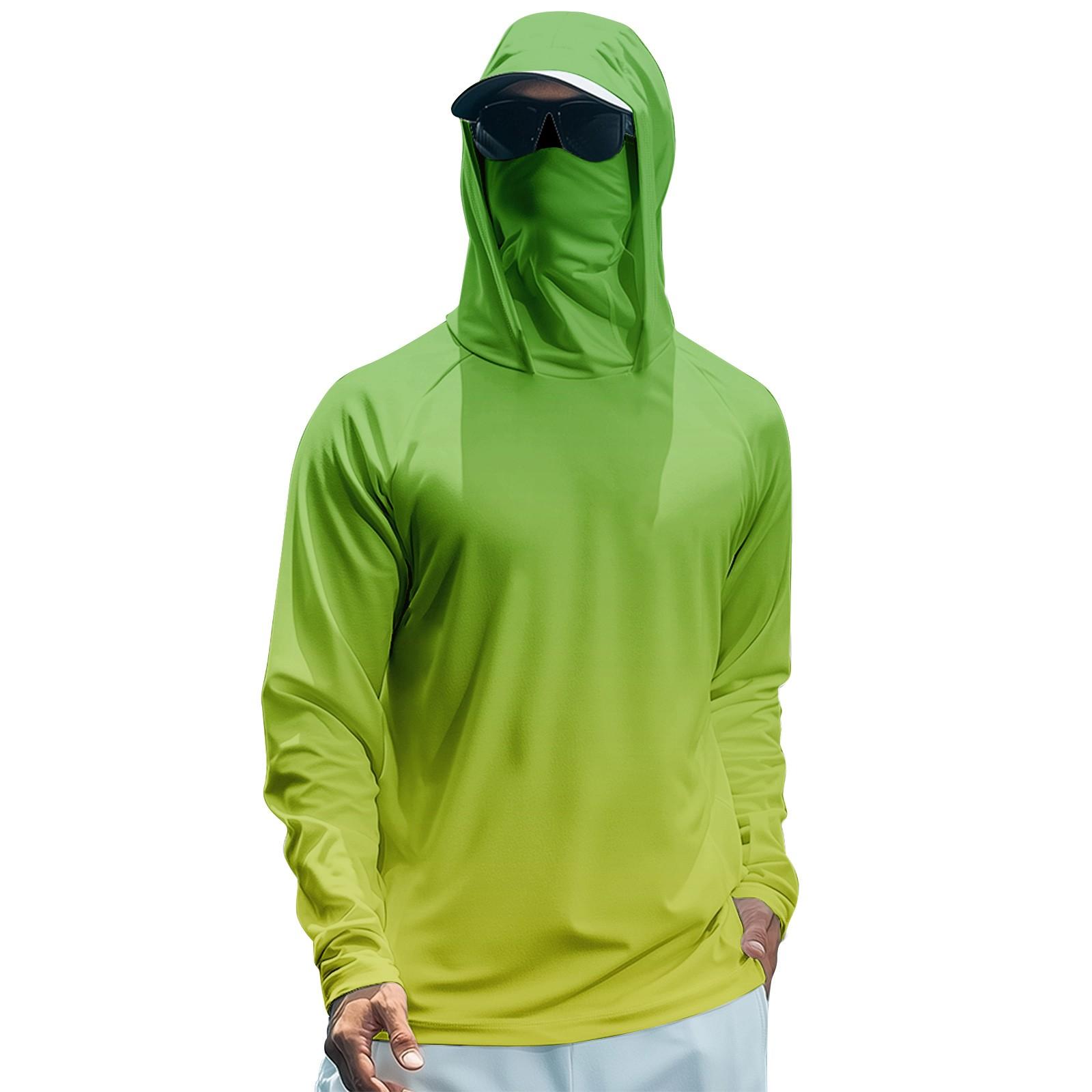 

Men s Summer Gradient Color Quick-drying Long-sleeved T-shirt Sun Clothing Fishing Fitness Sports Hooded Long-sleeved Top S