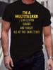 Fashionable New Style Gilded Letter Printed Men's Oversized Summer Casual Elastic Short Sleeved Round Neck T-shirt, PLUS SIZE