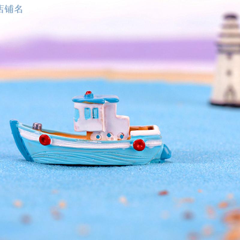 Bateau Yacht Mer Méditerranée Modèle Figurine Ornement d'Aquarium Artisanat Décor Miniature Maison Décoration Jardin de Fées Accessoires DIY