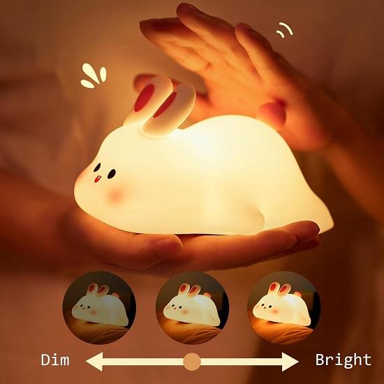 Kinder Niedliches Kleines Kaninchen Nachtlicht Touch Silikon Tier Nachtlampe Wiederaufladbare LED Nachttischlampe Für Kinderzimmer Ideales Geschenk